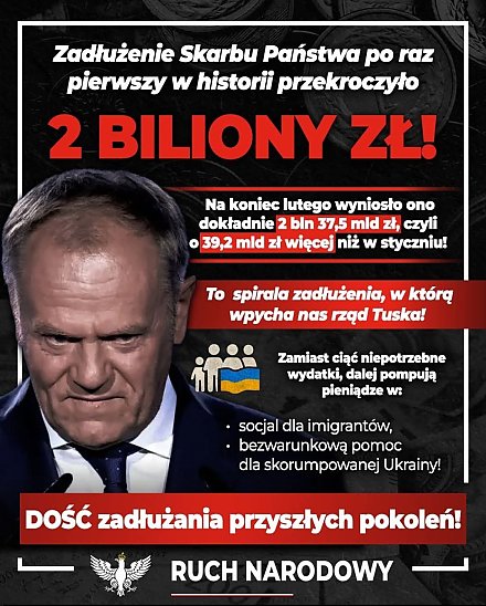 Новое достижение правительства Туска: при нём государственный долг Польши превысил 2 триллиона злотых! 