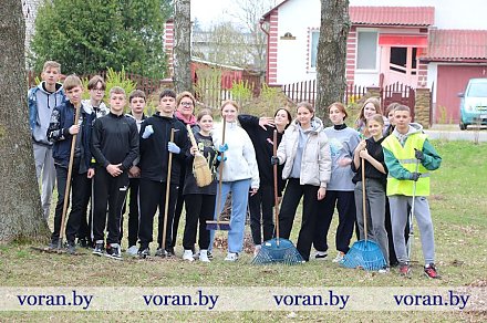 Фотофакт: около 800 учащихся Вороновской школы вышли на уборку городского парка