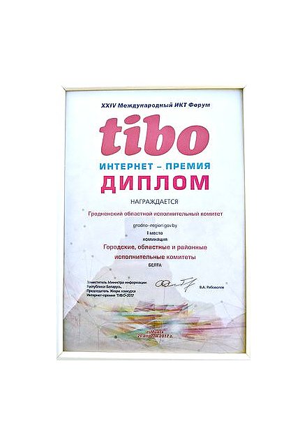 Два первых места в конкурсе интернет-премии «ТИБО» завоевали сайты Гродненского облисполкома и музея истории религии