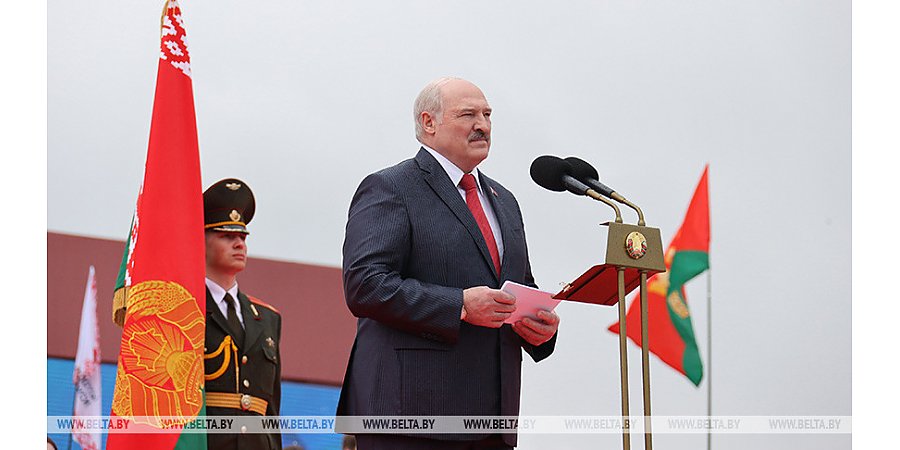 Выступление Президента Беларуси во время торжественного ритуала чествования государственных символов
