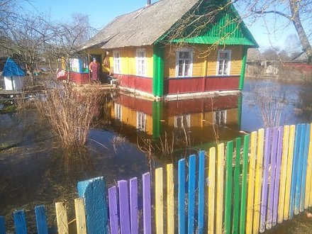 Стихийный «пруд» вокруг дома пенсионерки в Радуни подразделения Вороновского РОЧС ликвидировали пять часов
