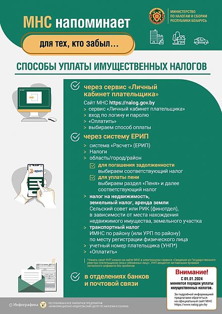 МНС напоминает о способах уплаты имущественных налогов (Инфографика)