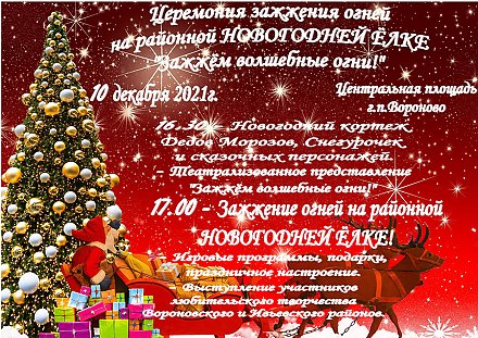 Зажжем волшебные огни на главной елке района 10 декабря