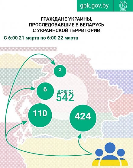 За сутки в Беларусь проследовали 542 гражданина Украины, в том числе 118 транзитом через страны ЕС